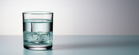 Water glass isolated on white background with copy space for text mockup Generative AIの素材