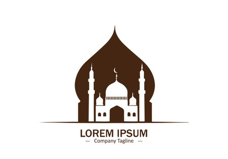 Mosque logo Design silhouette illustration iconのイラスト素材