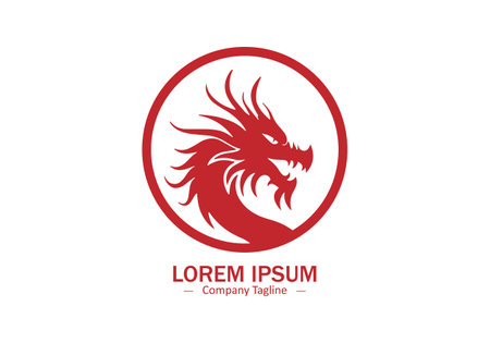 Logo of a Dragon icon silhouette design on white backgroundのイラスト素材