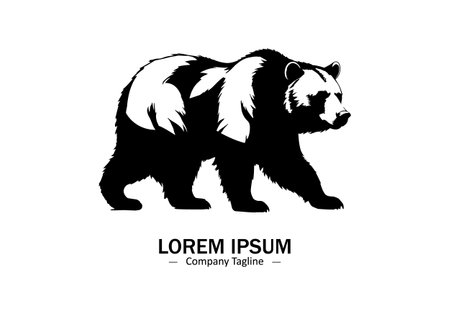 Logo of a bear panda icon silhouette design on white backgroundのイラスト素材