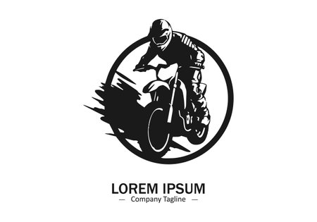 Logo of a motocross bike icon silhouette design on light backgroundのイラスト素材