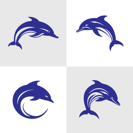 Set of Abstract Fish silhouette logo icons, with a white background for your company, the shark logo design ideasのイラスト素材