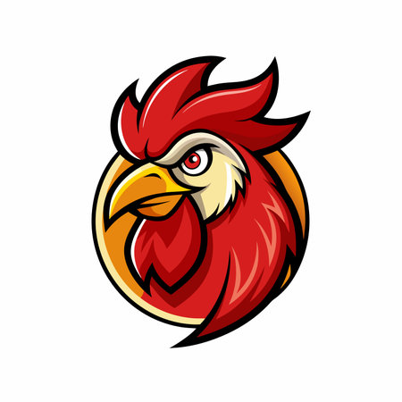 Rooster Mascot Logo Design with Modern illustration Concept Style for Badge, Emblem and T Shirt Printing on white backgroundのイラスト素材