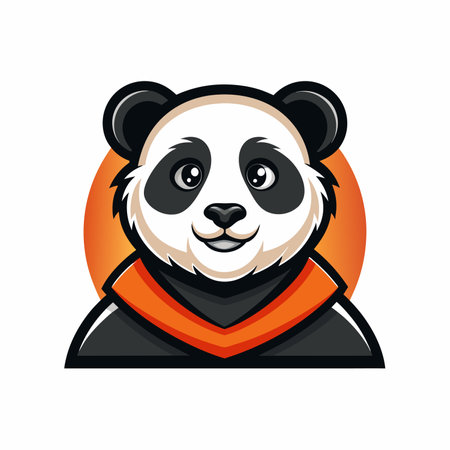 Panda Mascot Logo Design with Modern illustration Concept Style for Badge, Emblem and T Shirt Printingのイラスト素材