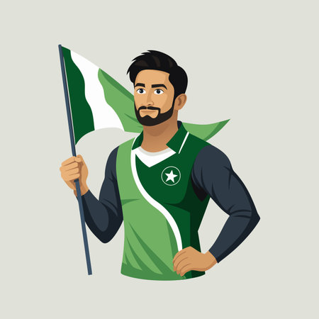Pakistani Sport man Olympic gold medalist concept Mascot Logo Design with Modern illustration Concept Style for Badge and T shirtのイラスト素材