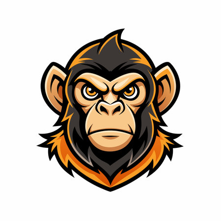 Monkey Mascot Logo Design with Modern illustration Concept Style for Badge and T Shirt Printing white backgroundのイラスト素材