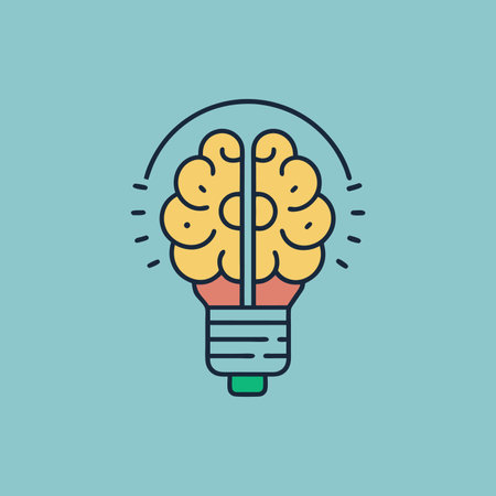Brain bulb idea concept line art style mascot logo design icon vector illustrationのイラスト素材
