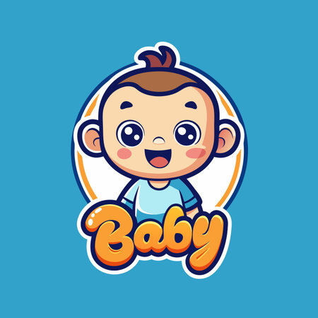 Cute baby smile mascot logo design icon vector illustrationのイラスト素材