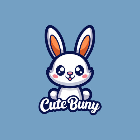 Cute bunny, rabbit easter event concept mascot logo design icon vector illustrationのイラスト素材