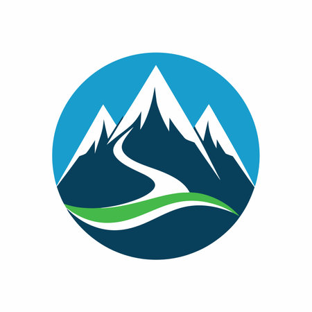 River mountain mascot logo design icon vector illustrationのイラスト素材