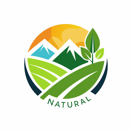 Nature ecology, environment friendly with text natural mascot logo design icon vector illustrationのイラスト素材