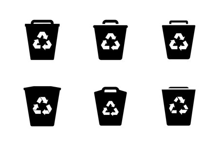 Dust bin logo icon set vector design silhouette isolated on white backgroundのイラスト素材
