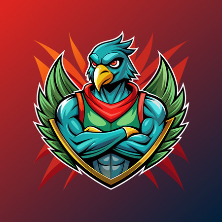 Aggressive parrot mascot logo icon vector designのイラスト素材