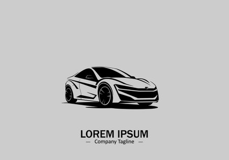 Minimal abstract logo of electric car icon vector design on white backgroundのイラスト素材