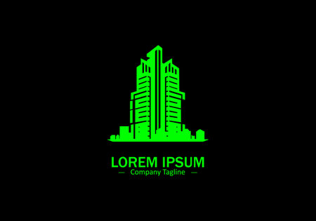 Abstract logo of building icon vector design on black backgroundのイラスト素材