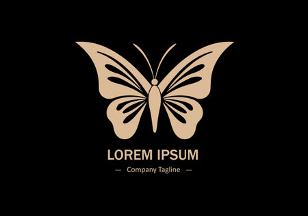 Minimal abstract logo of butterfly icon vector design on black backgroundのイラスト素材