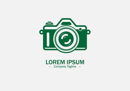 Minimal abstract logo of green camera icon vector design on white backgroundのイラスト素材