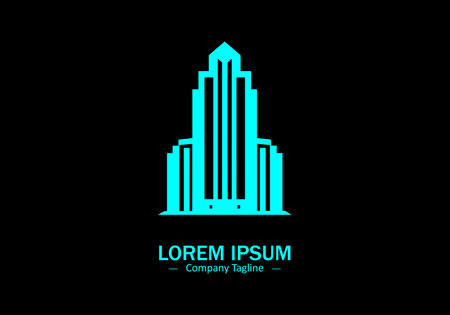 Minimal abstract logo of building icon vector design isolated on black backgroundのイラスト素材