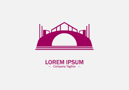 Minimal abstract logo of round shaped building icon vector design on white backgroundのイラスト素材