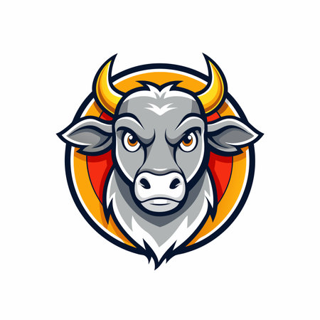 Angry bull mascot logo icon vector design on white backgroundのイラスト素材