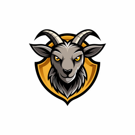 Aggressive Goat mascot logo icon vector design on white backgroundのイラスト素材