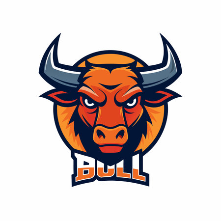 Aggressive bull mascot logo icon vector design on white backgroundのイラスト素材