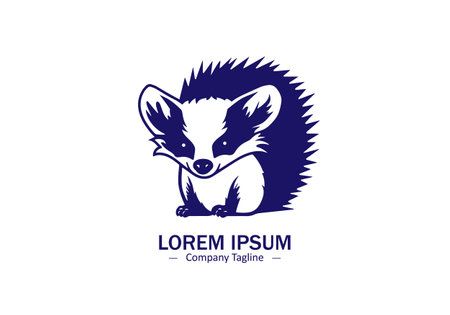 Icon of Hedgehog or porcupine vector design logo silhouette modern style on white backgroundのイラスト素材