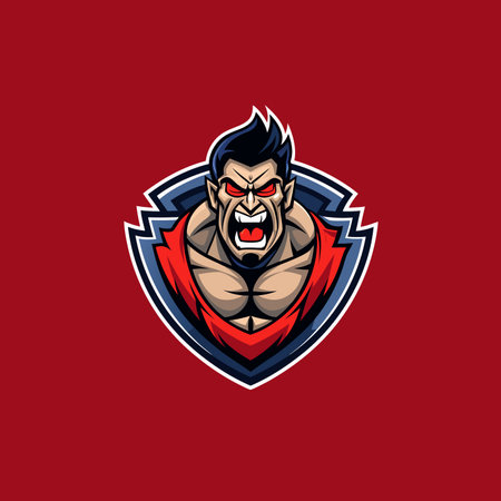 Angry Man mascot logo icon vector design on red backgroundのイラスト素材