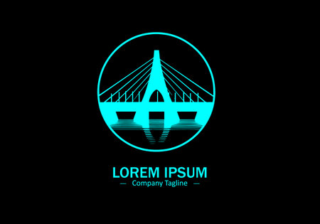 Bridge vector style logo icon isolated on black backgroundのイラスト素材