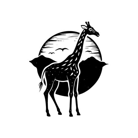 Simple Giraffe Illustration Logo Featuring a Minimalist Vector Design for Easy Recognitionのイラスト素材