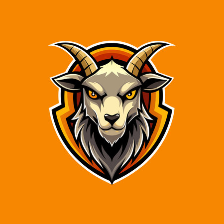 Angry Goat mascot logo icon vector design on orange backgroundのイラスト素材