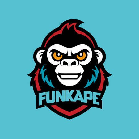 Monkey mascot logo icon vector design with text isolatedのイラスト素材