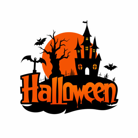 31 October Halloween Event with Ghost Silhouette and Pumpkin Symbolのイラスト素材