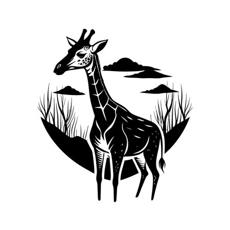 Abstract Giraffe Logo Design with a Unique Silhouette Vector Illustration for Modern Useのイラスト素材