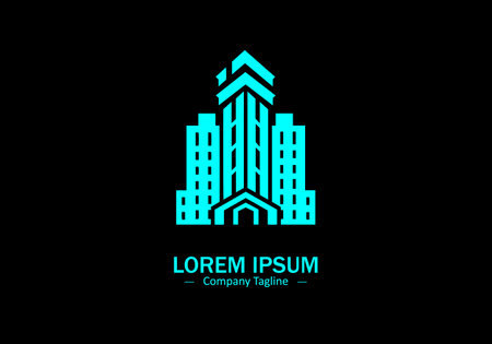 Icon of Building vector design logo silhouette modern style on black backgroundのイラスト素材