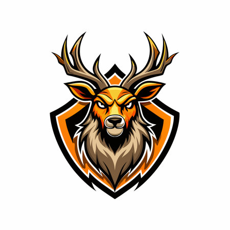Deer or stag mascot logo icon vector design isolatedのイラスト素材
