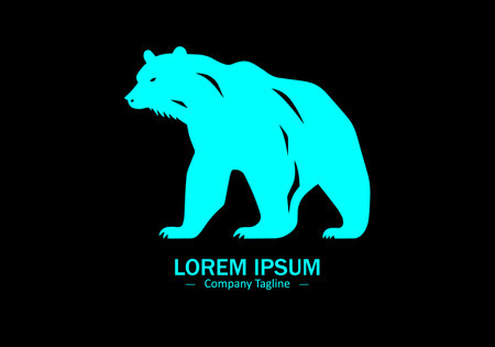 Polar bear icon logo style silhouette vector isolated on black backgroundのイラスト素材