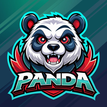 Panda mascot logo icon vector design with text pandaのイラスト素材