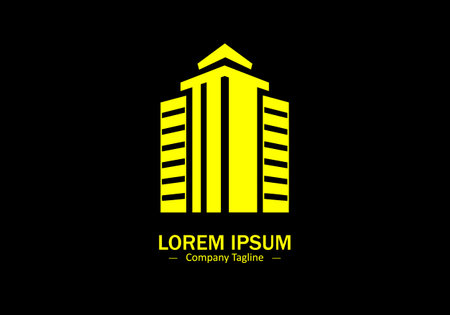 Building icon logo style silhouette vector isolated on black backgroundのイラスト素材