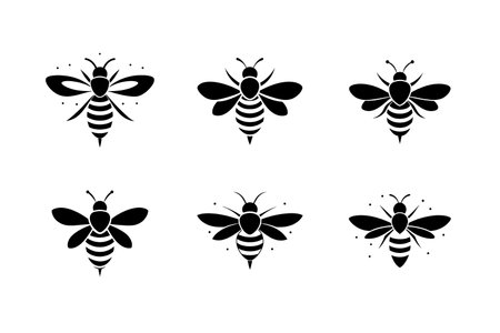 Honey bee set logo icon vector silhouette isolatedのイラスト素材