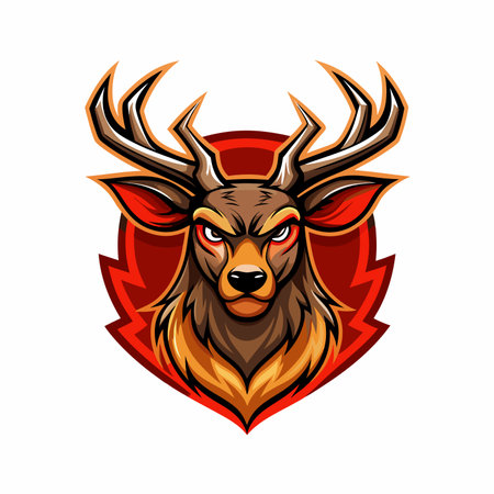 Aggressive Deer or stag mascot logo icon vector design isolatedのイラスト素材