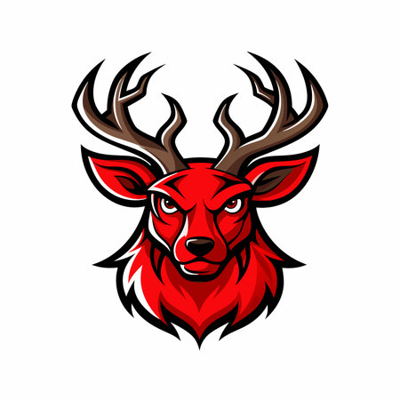 Aggressive stag head mascot logo icon vector design isolatedのイラスト素材