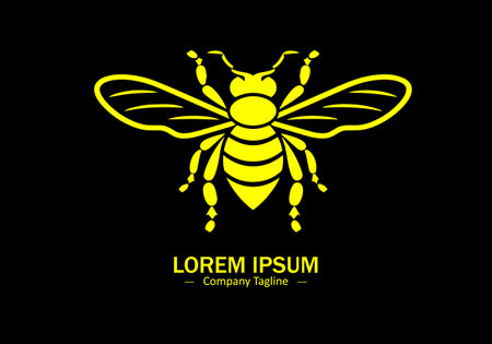Logo of Honey bee icon vector design silhouette style on black backgroundのイラスト素材
