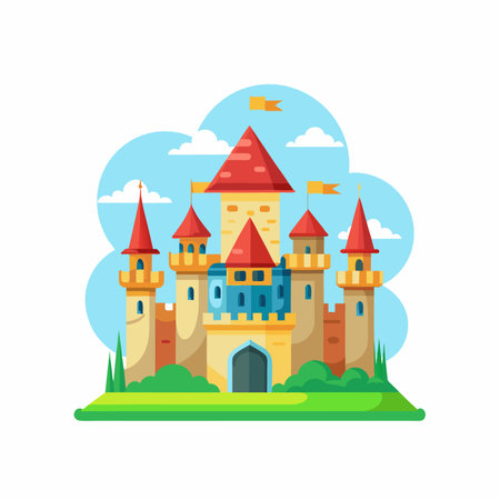 Castle mascot logo icon vector church isolatedのイラスト素材