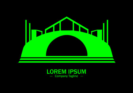 Icon of Bridge vector design logo silhouette modern style on black backgroundのイラスト素材