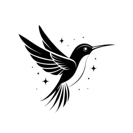 Trendy Silhouette of Hummingbird Vector Logo Icon Designのイラスト素材