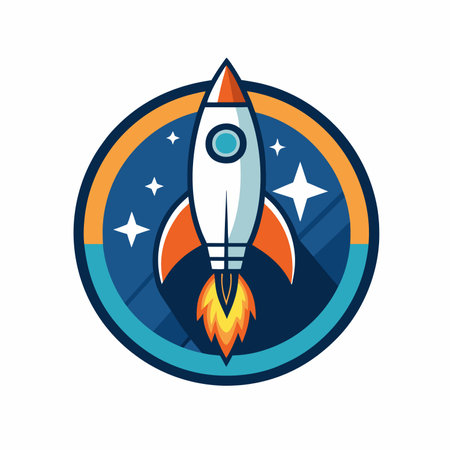 Trendy Mascot of Rocket Vector Logo Icon Designのイラスト素材