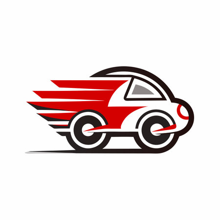 Trendy Mascot of Speed Car Vector Logo Icon Designのイラスト素材