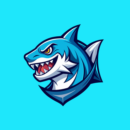 Trendy Mascot of Shark fish Vector Logo Icon Designのイラスト素材