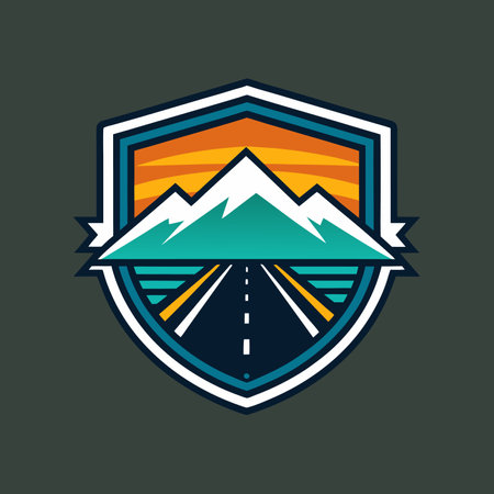 Trendy Mascot of Road with Mountain Vector Logo Icon Designのイラスト素材